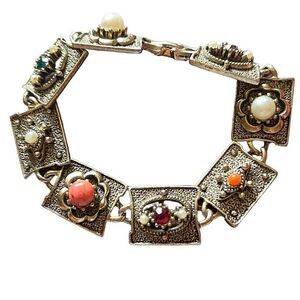 Vintage signed Merique art neveau bracelet 7 inches